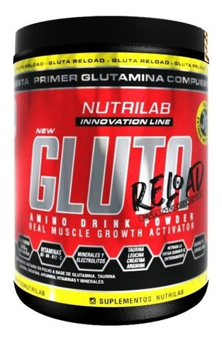 Glutamina Reload 300 Gr Nutrilab Aminoácidos Vitaminas