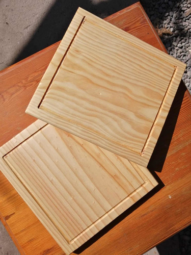 Pack Platos De Madera Pino, Curadas  23x25 (4 Unidades)