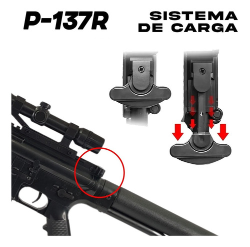 Imagen 6 de 10 de Rifle Airsoft Fusil De Asalto Ar 15 Laser Linterna Balines