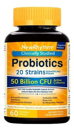 Probiotico 50 Billones Cfu Newrhythm 20 Cepas Digestivo