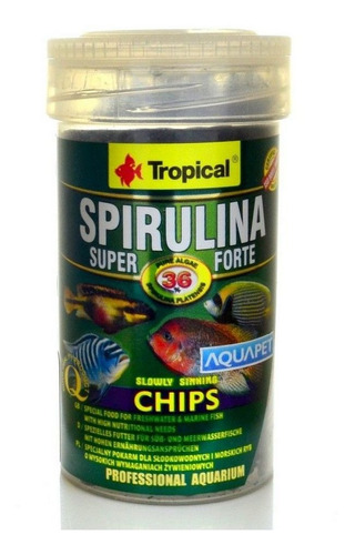 Ração Super Spirulina Forte Chips 52g Tropical Ração Vegetal