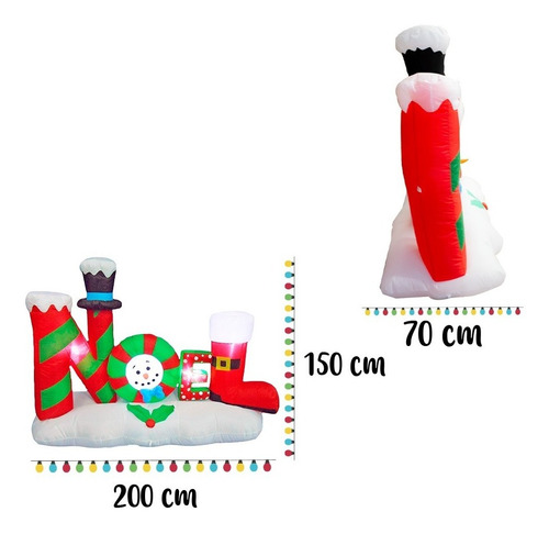 Inflable Navideño Letrero Noel Luz Led 1.50 Mts Adorno