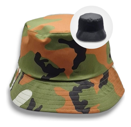 Bucket Hat Reversible Militar Reversible Colores Varios