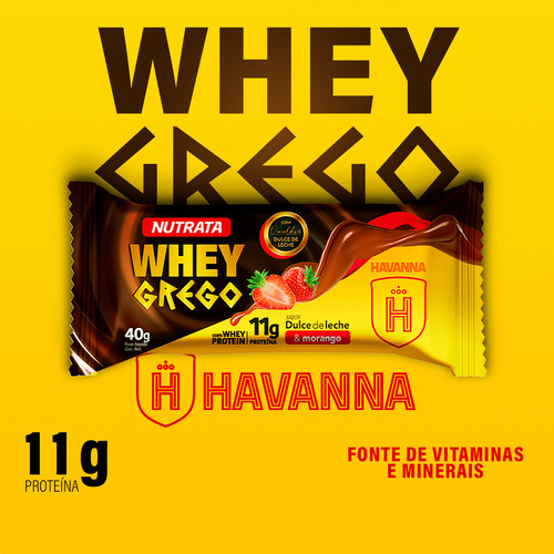 Whey Grego Bar Havanna Doce De Leite & Morango - Caixa C 12