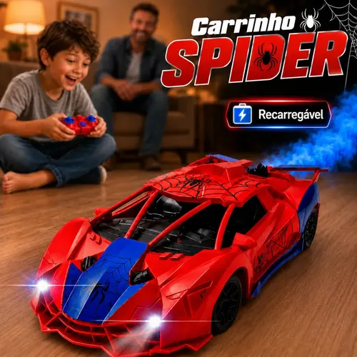 Carrinho de Controle Remoto Homem Aranha c/ Fumaça e Luzes Brinquedo