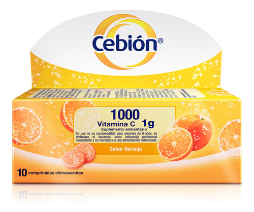 Cebión Vitamina C 1000 Mg X 10 Comprimidos Efervescentes Sabor Orange