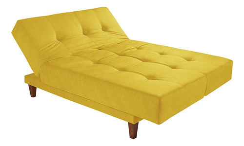 Sofa Cama Reclinável Jade Com 5 Posições De Descanso Cor Amarelo Desenho Do Tecido Suede