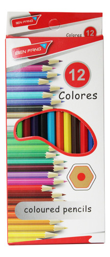 12 Pz Lápices Colores Util Escolares Madera Punta Resistente