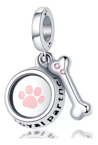 Dije Charm Huella Hueso De Perro Fabricado En Plata S925