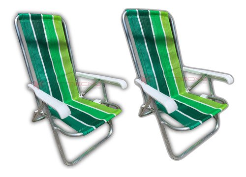 2 Reposera Silla Aluminio 4 Posiciones Playa Reclinable 