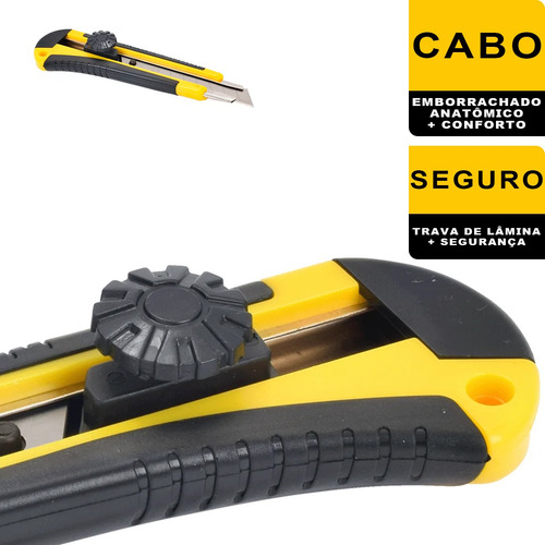 Estilete retrátil Fertak Estilete Profissional 18mm cor amarelo/preto - 1 unidade