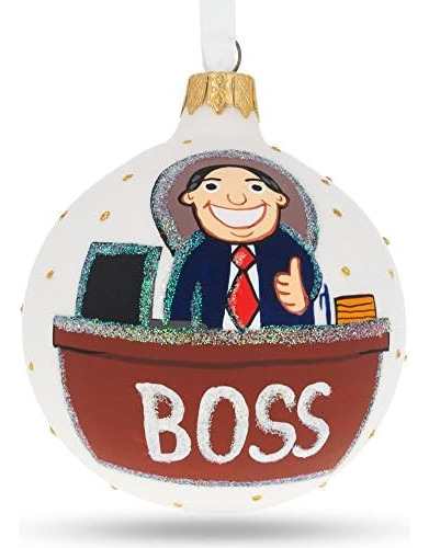 Adorno De Navidad De Bola De Cristal Happy Boss 3 25 Pulgada