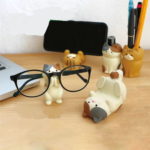 //w Adorno Para Teléfono Tableta Portalápices Gato Tres/