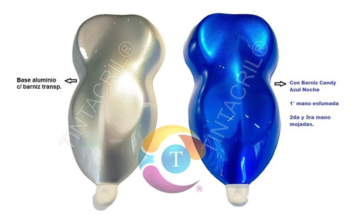 Imagen 8 de 11 de Kit Pintura Candy Bc Azul Noche 1 Lt + Base Aluminio Bc. 1l.
