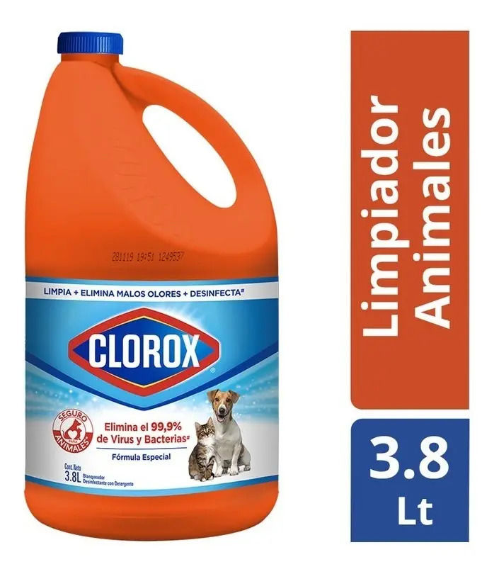 Cloro desinfectante con detergente Clorox para animales 3.8L