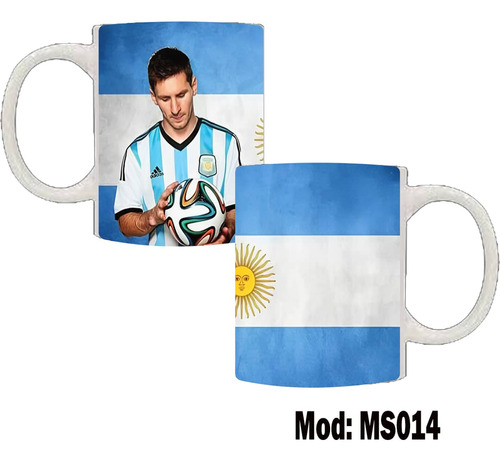 Taza Messi Argentina Cerámica Mod Ms 014 Personalizada 