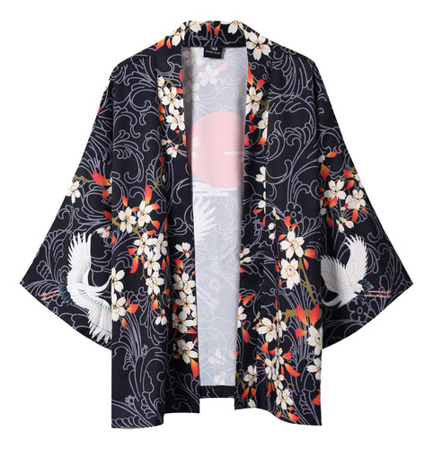 Kimono Japonés De Verano Con Mangas De Cinco Puntos, Casual,