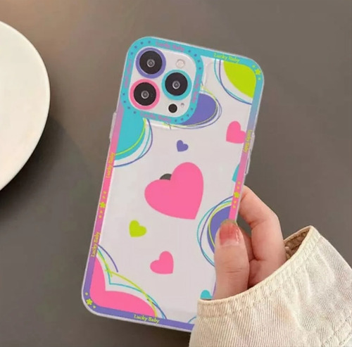 Carcasa Para iPhone 14 Promax, Hermoso Diseño De Corazones.