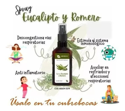 Spray Eucalipto Y Romero Aceites Esenciales 120 Ml 4 Piezas
