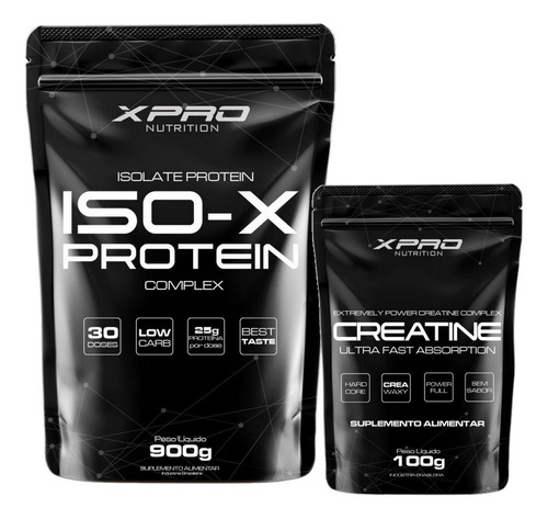 Kit Isolate Protein Iso-x - 900g + Creatina 100g - Sabor Bolo Dechurros