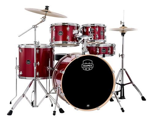 Batería De 5 Serie Venus Color Crimson Red Sparkle Ve529