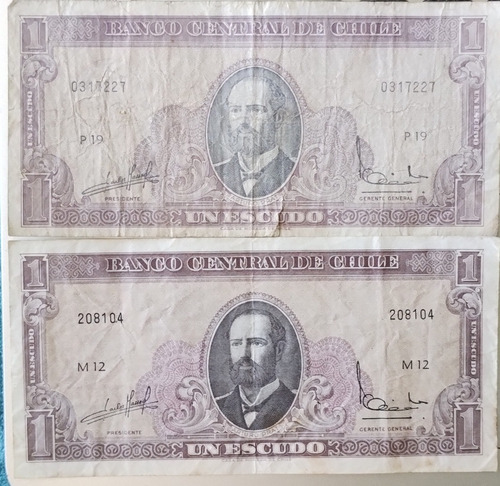2 Billetes Chile Un Escudo 