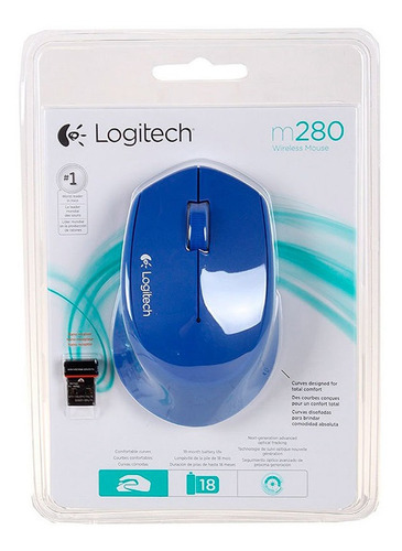 Logitech M280, Mouse Inalámbrico Cómodo Diseño Curvo - Azul