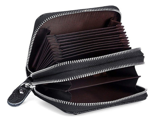 Tarjetero Piel Multi-ranura Unisex, Doble Capa Monedero