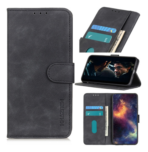 Funda De Piel Pu + Tpu Con Textura Retro Para Alcatel 3x 202