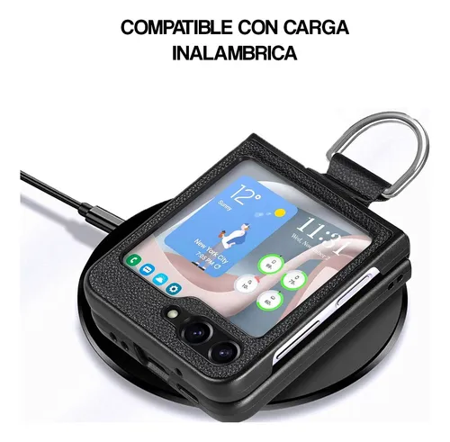 Carcasa Para Samsung Z Flip 6 Cuero Premium Con Anillo