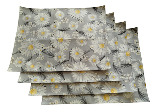 Set 4 Individuales Rectangular Lona Impermeable Hecho A Mano