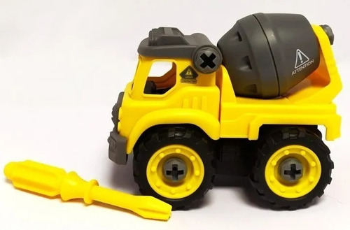 Vehiculo Diy Para Armar Camion Construccion Grua Pala Edu Color Amarillo Personaje Mezclador 55