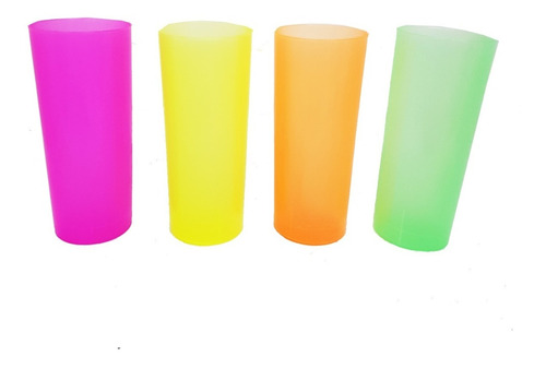 50 Vasos Fluo Trago Largo, Brillan Con Luz Uv