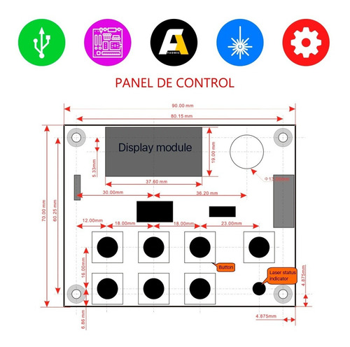 Panel De Control Display Botones Controlador Nano M2 Faomic