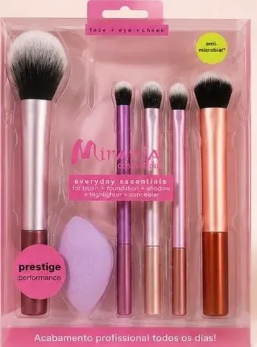 Kit Pincel Maquiagem Miravia 5 Peças Esponja Antimicrobial