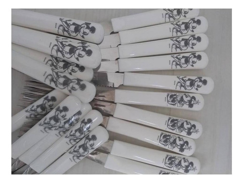 Faqueiro Simonaggio Disney Minnie E Mickey - Branco 24 Peças