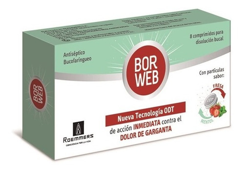 Borweb® Odt X 8 Comprimidos Fresa - Alivia Dolor Garganta