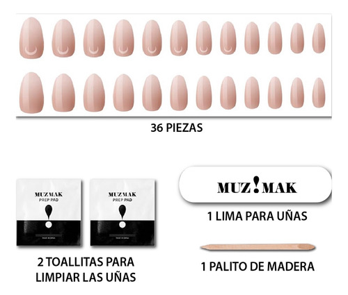 Muzmak - Uñas Press On Faded Brown Coffin 36 U.