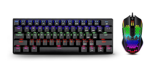 Kit Gamer Teclado 60% Y Mouse Mecanico Tdagger Main Force