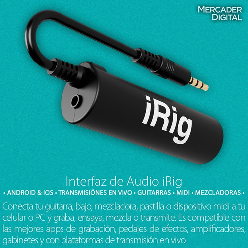 2 Pzs Interfaz Irig For iPhone Android Grabación Y En Vivo