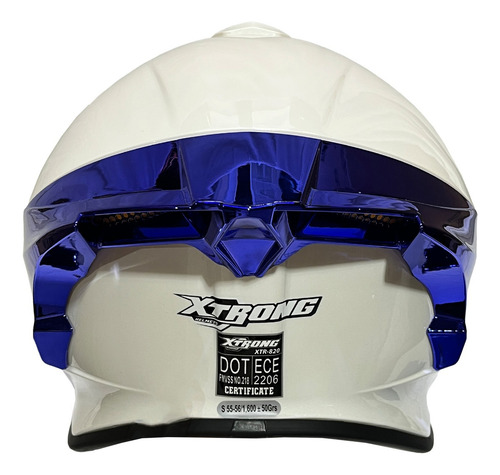 Casco Para Moto Certificado Ece 2206 Dot Motocicleta Xtrong Blanco Perla Azul L