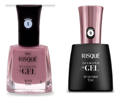 Esmalte Risque Dimond Gel Sal Rosa+ Top Coat Fijador Risque 