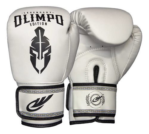 Luva De Boxe Muay Thai Kickboxing Olimpo Esportes Cor Branco/preto Tamanho 14oz