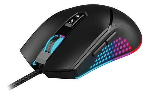 Mouse De Juego Gamer Huracan Melon 10000 Dpi Iluminacion Rgb Color Huracan Negro