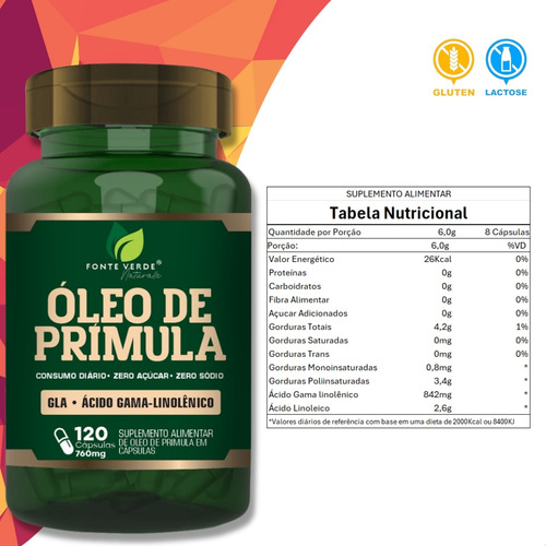 Óleo De Primula Premium 120 Cáps - Fonte Verde