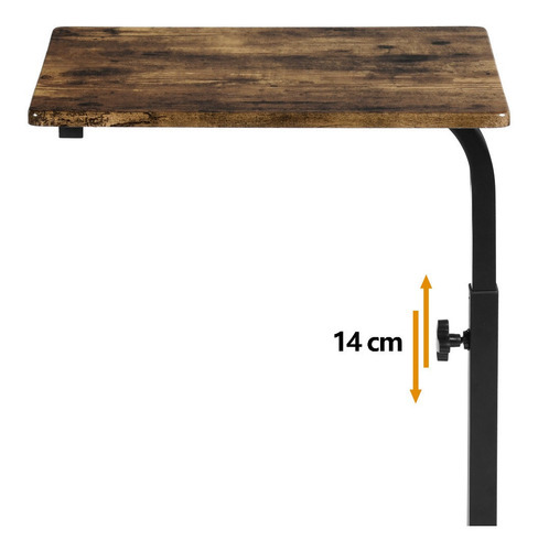Mesa lateral ajustável Gomyhome para laptop com rodas vintage marrom