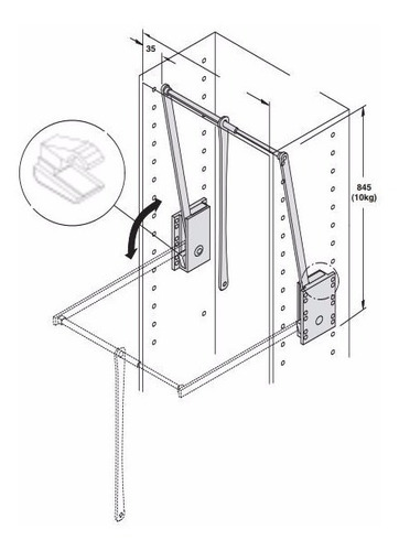 Imagen 4 de 6 de Elevador De Ropa Hafele 63-80 Para Placard