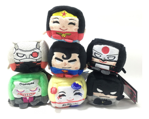 Kawaii Cubes Set De 7 Peluches Batman Superman Suicide Squad