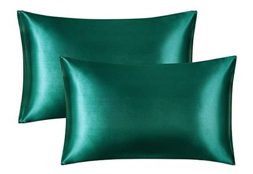 Fundas De Almohada De Satin 2pzas Tamaño Individual Verde