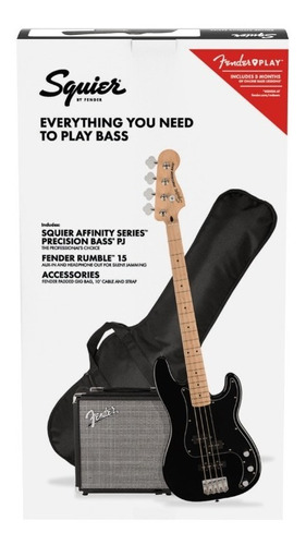 Paquete De Bajo Fender Pj Bass  Blk Gb R15 0372981006